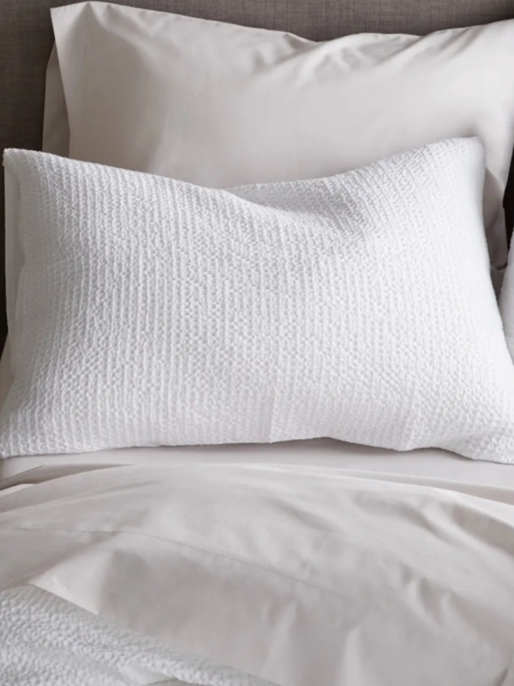 New Organic Luxe Honeycomb Sham Set white queen standard